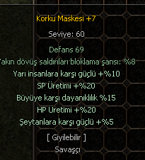 +7 10-15 20 HP ÜRETİMİ KORKU MASKESİ