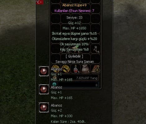 +9 Abanoz küpe 15 eşya 20 ölümsüz