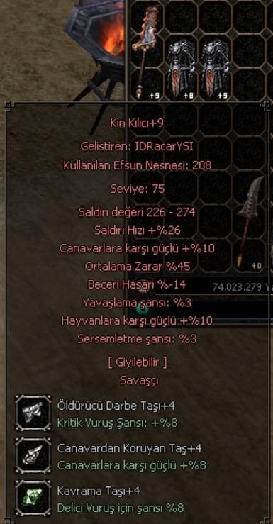 +9 KİN KILICI 45 ORT