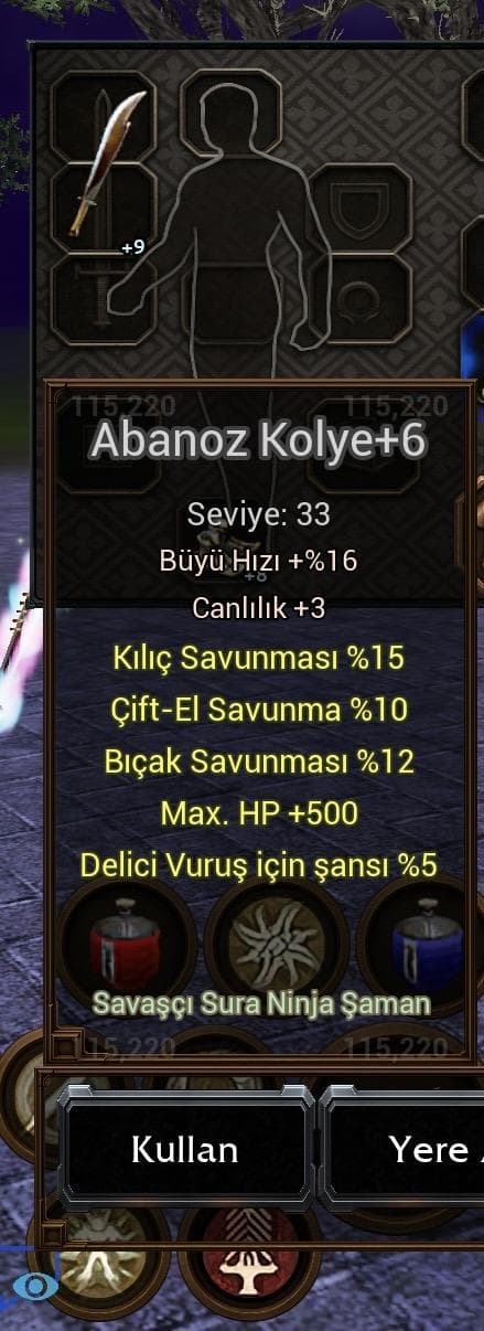 Abanoz kolye ve altın ayakkabı + 8 m