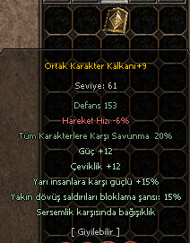 Ortak Karakter Kalkan Güç Cevikli 5-5 Acıklamayı Oku