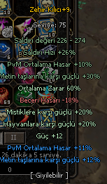 Zehir kılıcı  60 ort 12 güç
