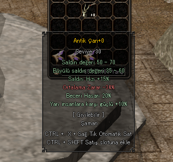 ELİT ANTİK ÇAN - 20 BECERİ 10 YARI İNSAN - SERVERDA TEK :)