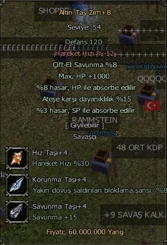+8 ALTIN TAŞ ZIRH DOYUMLUK