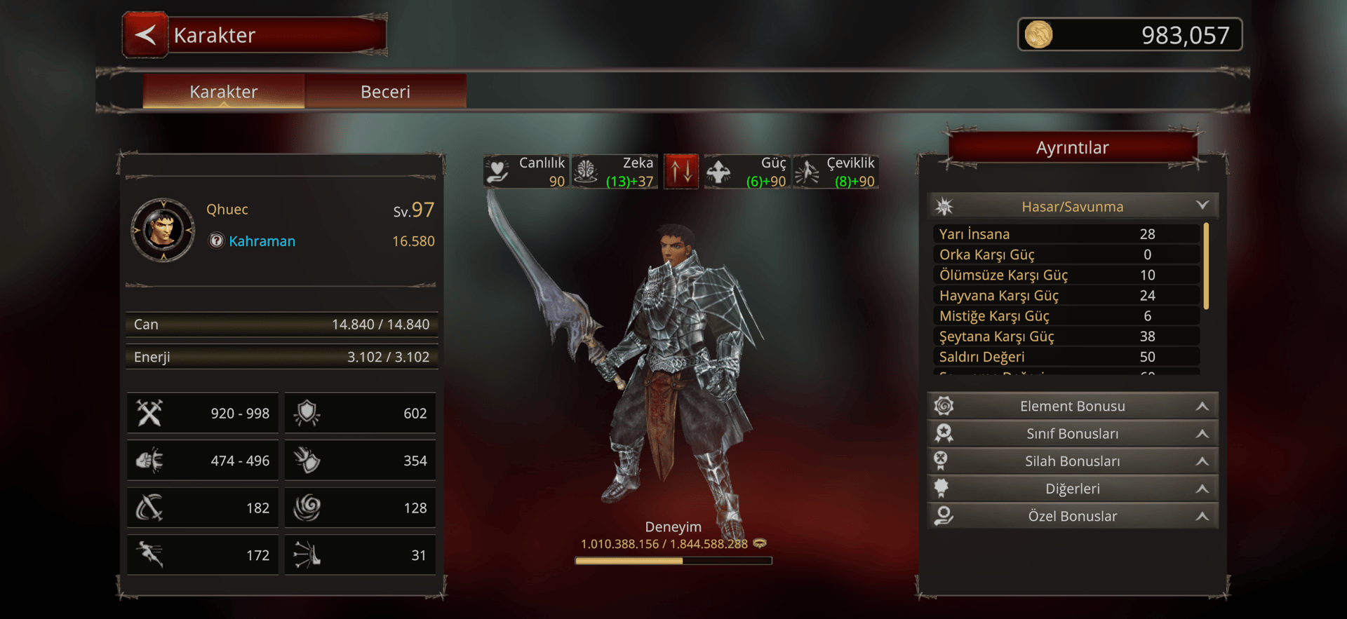 Savaşçı 97 lvl 1 p diğerleri g