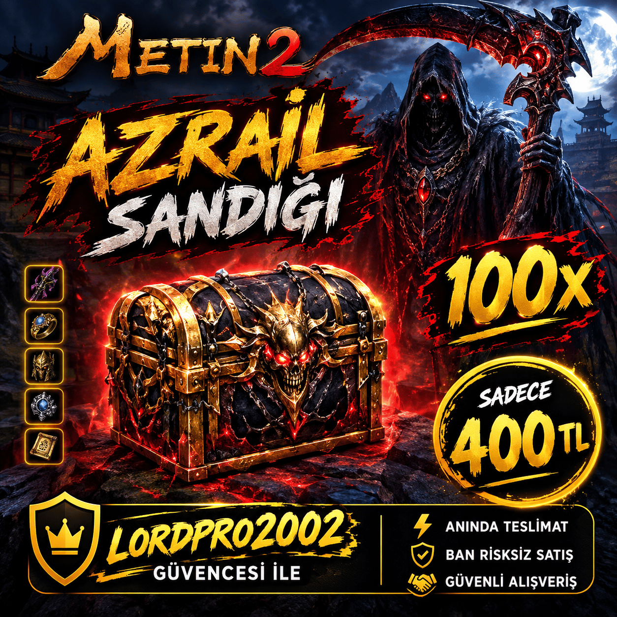 100 AZRAİL  SANDIGI 400 TL 2 DK İCİNDE TESTİM  - STOK BOL