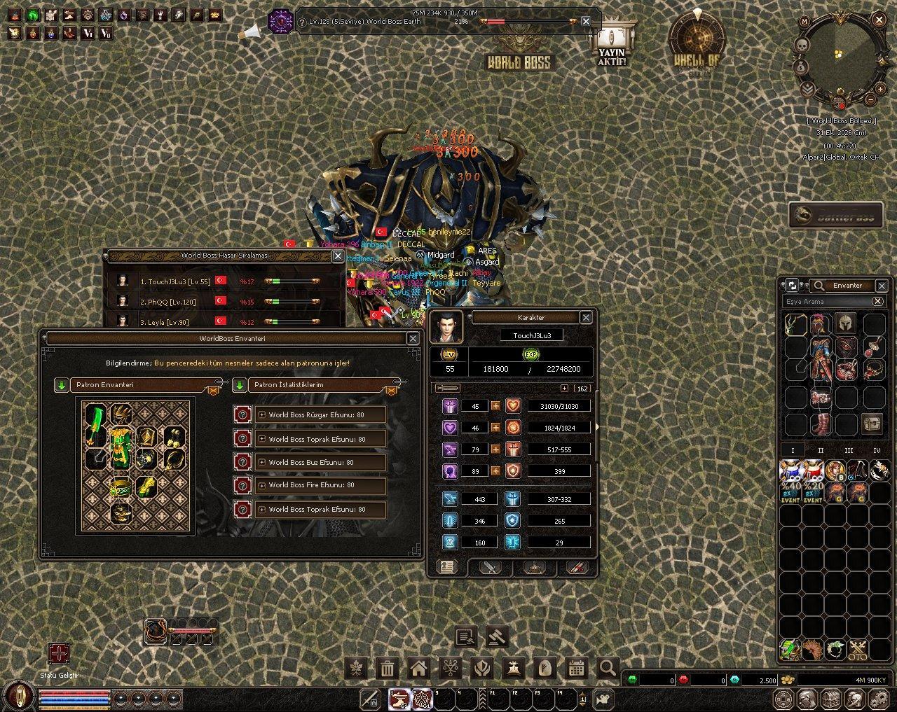 World bos 1. sıradaki itemler