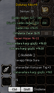 BEDAVA +9 DOLUNAY 35 ORTALAMA +3 CANAVAR TAŞLI