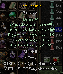 +9 DEMİR KASK 10 YARI 15 BÜYÜ