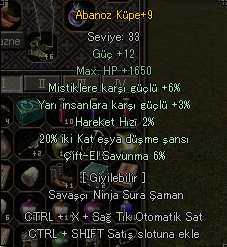 +9 ABANOZ KÜPE 20 EŞYA DÜŞÜRMELİ