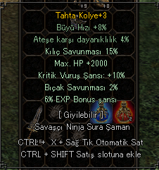 15 KILIC 10 KRİTİK 2K HP KOLYE ELİT 1-1LİK