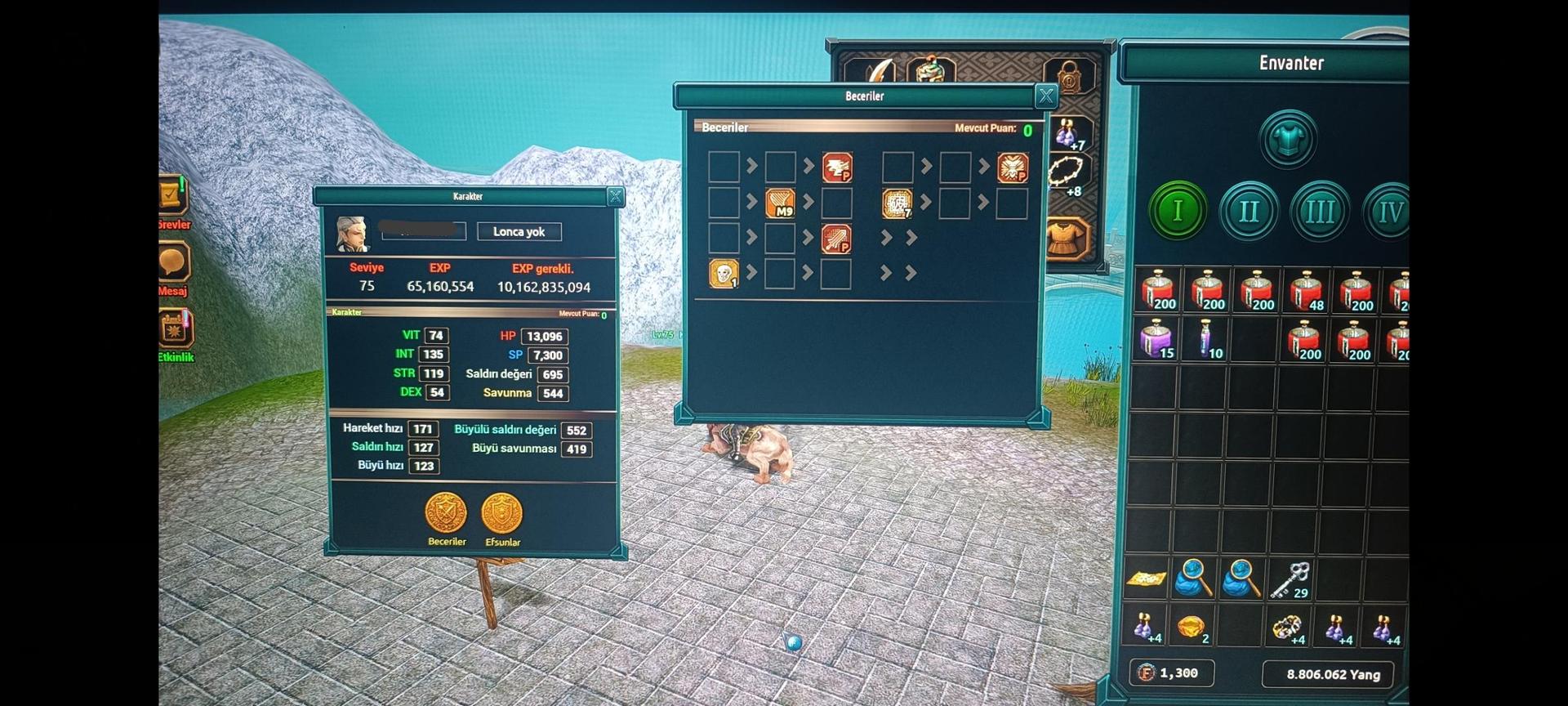 75 lvl full itemli kulelik keskinlik+54 lvl kule metinci Bedensel