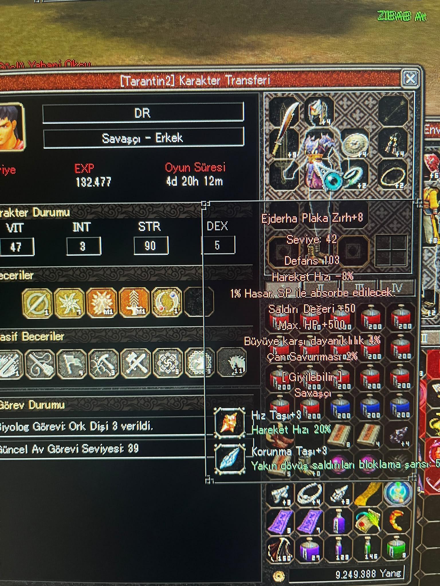 44 LEVEL ZIRHLI AT 3 ENVANTER AÇIK AV GÖREVİ 39 EPLE SATILIK