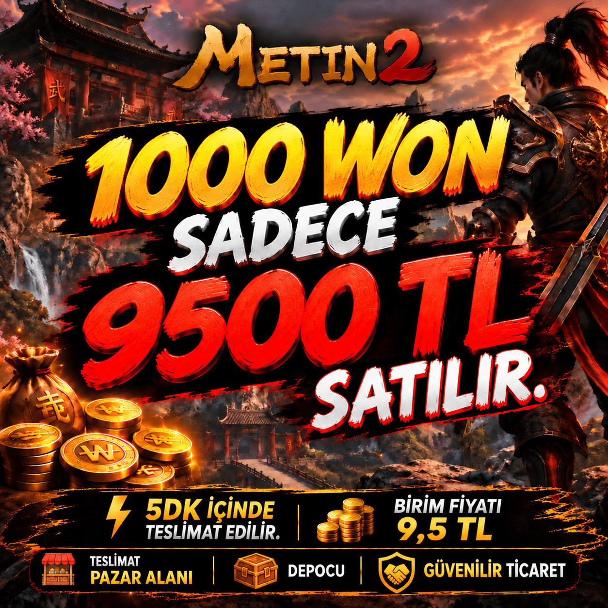1000 WON SADECE 9500 TL SATILIR 5DK İÇİNDE TESLİM PAZAR ALANI DEPOCU