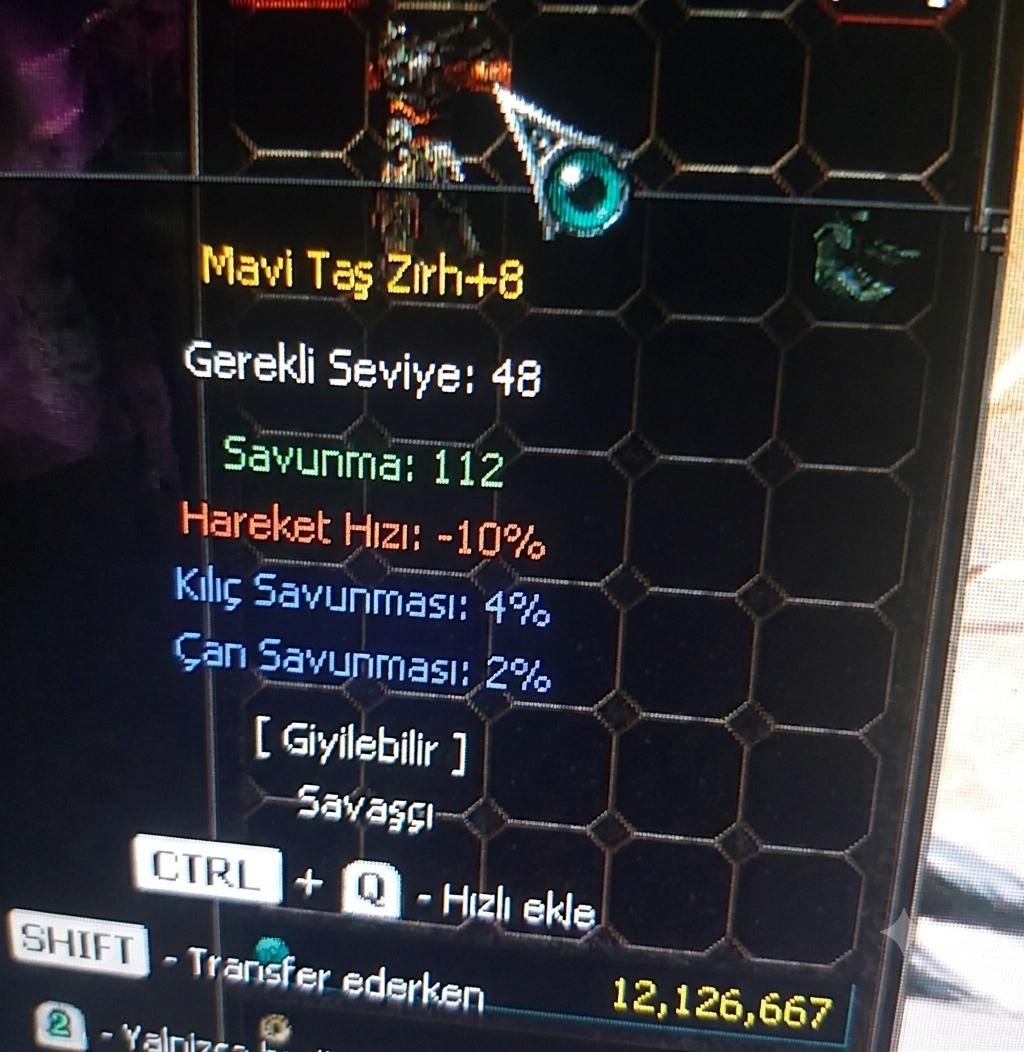 +8 mavi taş zırhı