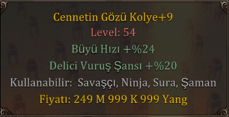 DÜZ +9 CENNETİN GÖZÜ KOLYE
