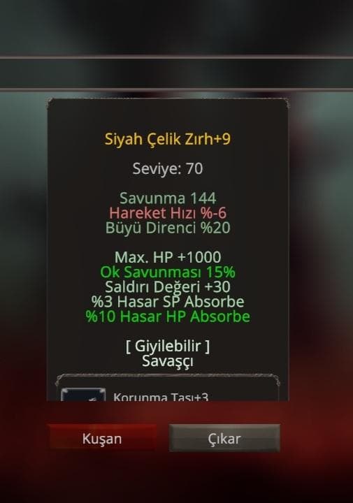 Siyah Çelik Zırh +9