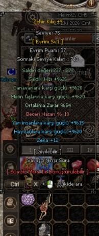 +9 ZEHİR KILICI 54 ort 12 zeka 15 yarı