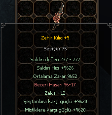 +9 52 ORT ZEHİR KILICI 12 ZEKA 20 ŞEYTAN