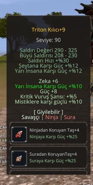 ELİT +9 TRİTON 10 YARI 8 GÜÇ 5 KRTK 6 ZEKA 4 KARAKTER TAŞ