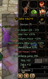 +9 Zehir 51 ort 12 güç 12 zeka Elit Efsunlar SATILIK