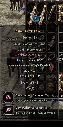 12 BEC 8 YARI 10 GÜÇ 15 B HIZI +8 KDP