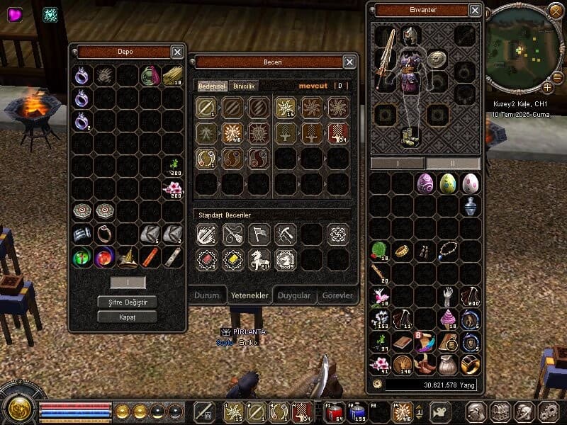 54 lvl bedensel 42 lvl evli şaman