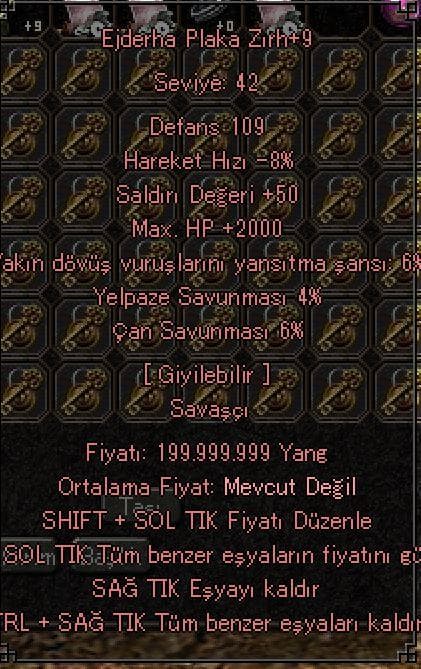 +9 2000 HP 50 STR ELİT EJDERHA PLAKA