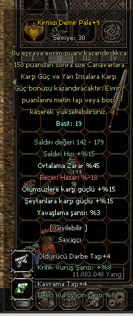 +9 45 ORT ÖLÜMSÜZ 15 ŞEYTAN 15 +4 TAŞLI FARM BOSS KDP