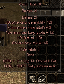 Alaycı Kask 10 yarı 15 Büyü 12 Hp üretimi satılık kelepır Elit item