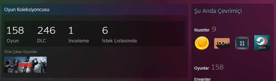168 OYUNLU STEAM HESABI