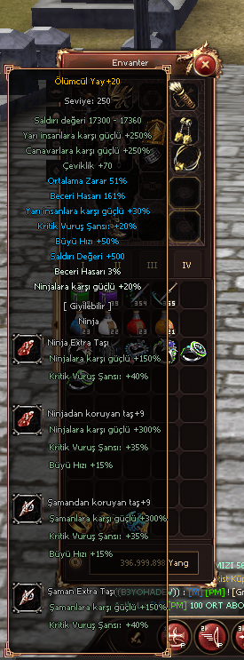 +20 YAY +20 ZIRH NİNJA İTEM