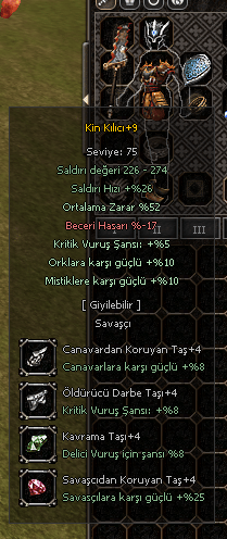 +9 KİN KILICI 52 ORT ** 400 TL ANINDA TESLİM
