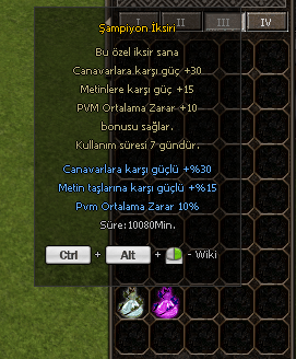 ( % 60 CANAVAR % 30 METİN % 10 PVM ) ŞAMPİYON ve ESKRİM İKSİRİ