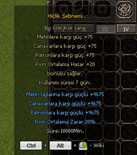 HİÇLİK ŞEBNEMİ 75 METİN 75 CANAVAR 75 PATRON 20 PVM