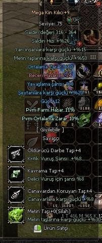 60 ORT 12 GÜÇ +9 MEGA KİN KILICI ELİT !!