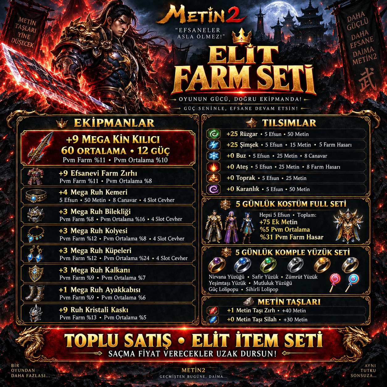 ELİT FULL FARM İTEMLERİ !  DETAYLAR AÇIKLAMADA !