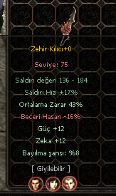 ELİT OĞLU ELİT ZEHİR 43 ort 12 zeka 12 güç