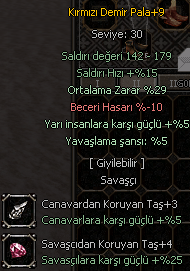 +9 KDP 29 ORT 5 YARI +4 Savaşçı Taşlı 1500 TL