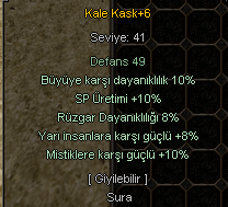 15 Büyü 5 saldırı hızı 30 hp üretimi +8 alaycı kask 1500 TL