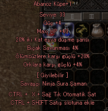 ABONOZ KÜPE +1 20 EŞYA 20 ÖLÜMSÜZ