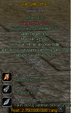 +7 Siyah Çelik ZIRH