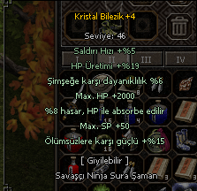 2K HP 15 ÖLÜMSÜZ 8 HP ABSORBE ELİT KRİSTAL BİLEZİK SATILIR