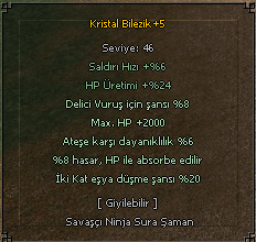 2K HP 20 EŞYA 8 ABSORBE 8 DELİCİ 6 ATEŞ ELİTİN OĞLU FARMLIK BİLEZİK