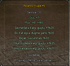 15 EŞYA 20 ŞEYTAN 15 ÖLÜMSÜZ 20 HAYVAN +6 ELİT ABANOZ SATILIR