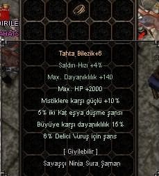 15 Büyü 2K HP 6 Delici 5 İki kat eşya Tahta Bilezik