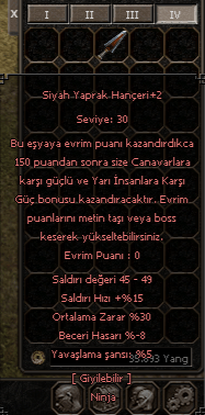 30 Ort Siyah Yaprak Hançer