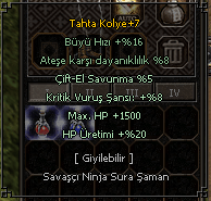+6 2K HP 50STR 8 ABS E.T ZIRH / +9 36 ORT KDP VE iÇ İTEMLER OKU