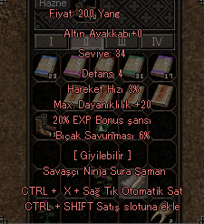 20 EXP ALTIN AYAKKABI 30 TL