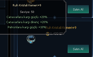 +9 RUH KRİSTALİ KEMERİ TÜM  BOSSLARI RAHAT KESERSİN